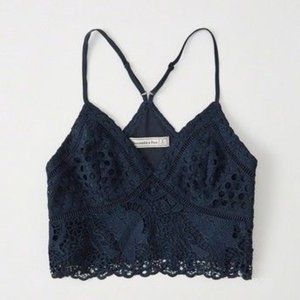 Abercrombie & Fitch Navy Blue Crop Top with Lace